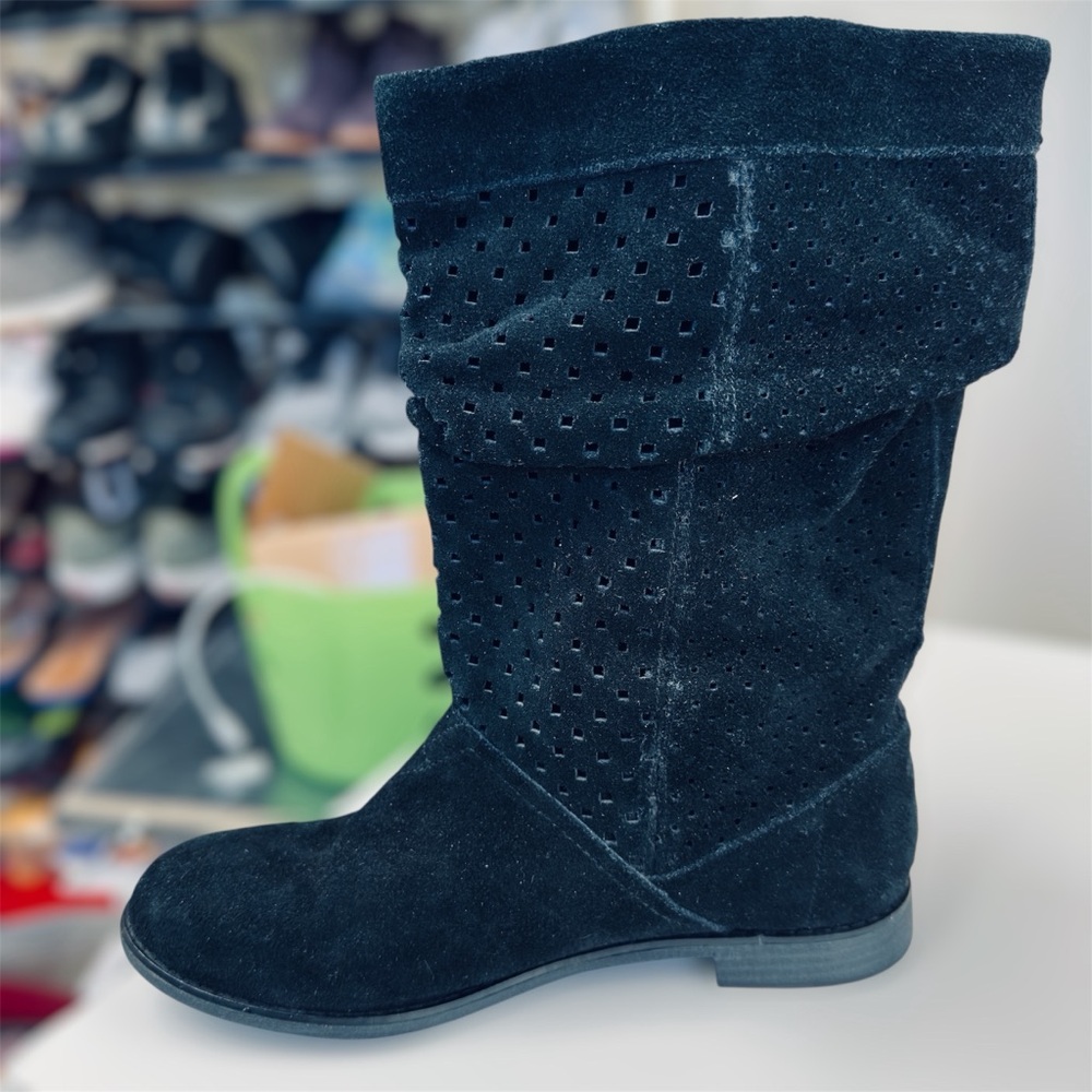 TOMS Serra Women's Black Suede Mid-Calf Slouch Boots Size 8.5 - Picture 4 of 9